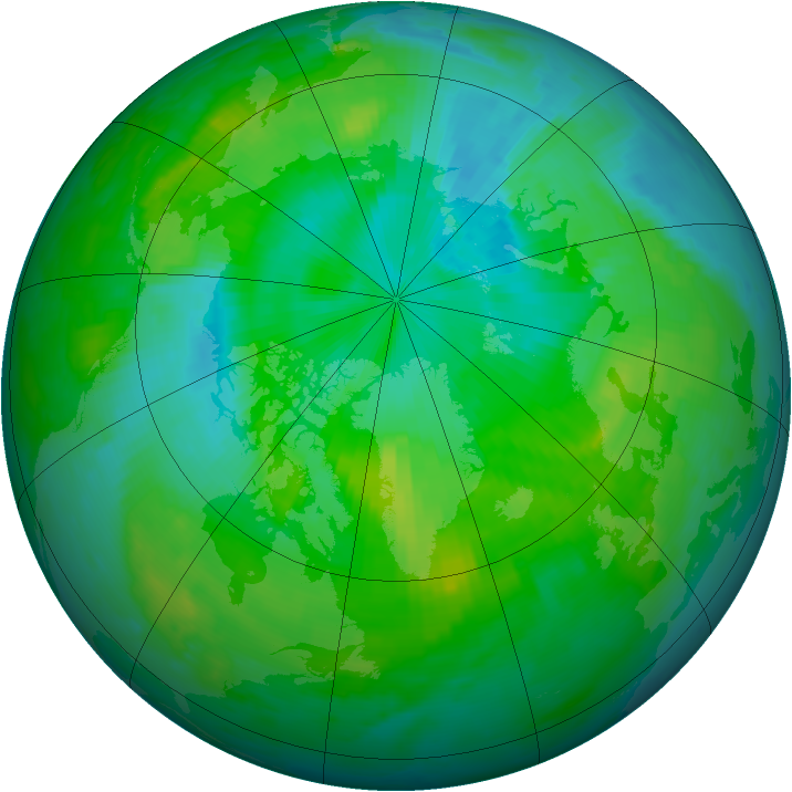 Arctic ozone map for 29 July 1996